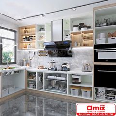 Mẫu tủ bếp gỗ đa chức năng AMIZ-001