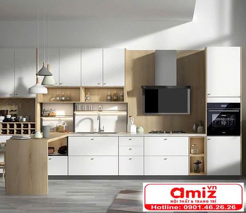 Tủ nhà bếp gỗ gia đình thiết kế sang trọng AMIZ-005