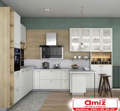 Tủ nhà bếp gỗ gia đình thiết kế sang trọng AMIZ-005
