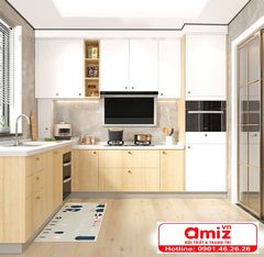 Tủ nhà bếp gỗ gia đình thiết kế sang trọng AMIZ-005
