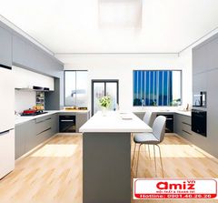 Tủ bếp gia đình hệ module cao cấp bằng gỗ AMIZ-006