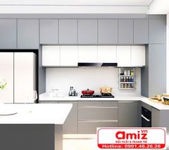 Tủ bếp gia đình hệ module cao cấp bằng gỗ AMIZ-006