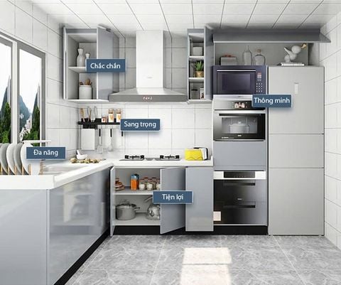 Tủ bếp gỗ module thiết kế mới nhất AMIZ-014