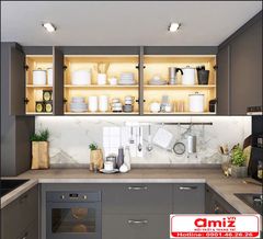 Tủ bếp module bằng gỗ phong cách hiện đại AMZI-027