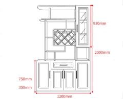 Tủ rượu phòng khách gỗ công nghiệp kích thước lớn AMIZ-003