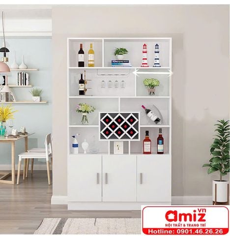 Tủ rượu bằng gỗ gia đình thiết kế đẹp AMIZ-005