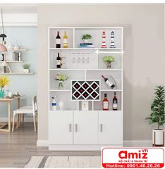 Tủ rượu bằng gỗ gia đình thiết kế đẹp AMIZ-005