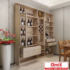 Tủ rượu gỗ công nghiệp thiết kế tiện dụng AMIZ-006