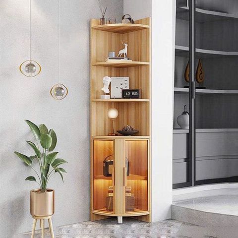 Kệ trưng rượu gỗ kết hợp kính AMIZ-007