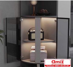 Kệ trưng rượu gỗ kết hợp kính AMIZ-007