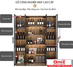 Tủ rượu cánh kính thiết kế sang trọng AMIZ-018