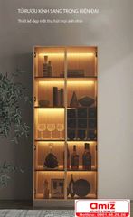 Tủ rượu bằng gỗ kết hợp kính sang trọng AMZI-025