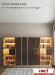 Tủ rượu bằng gỗ kết hợp kính sang trọng AMZI-025