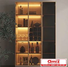 Tủ rượu bằng gỗ kết hợp kính sang trọng AMZI-025