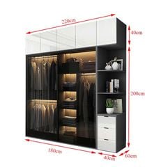 Tủ áo gỗ MDF cánh kính cường lực AMIZ-007