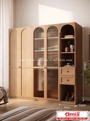 Tủ quần áo gỗ cánh kính liền bàn đa năng AMIZ-007