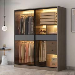 Tủ treo quần áo cánh nhôm kính phong cách hiện đại AMIZ-009