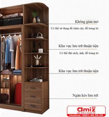 Tủ quần áo cửa trượt cánh kính AMIZ-011