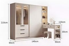 Tủ đựng quần áo cánh bằng nhôm kính sang trọng AMIZ-012