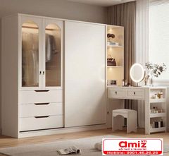 Tủ đựng quần áo cánh bằng nhôm kính sang trọng AMIZ-012