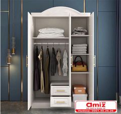 Tủ quần áo gỗ có kính đẹp hiện đại AMIZ-016