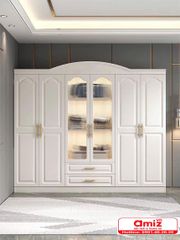 Tủ quần áo gỗ có kính đẹp hiện đại AMIZ-016