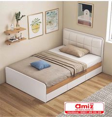 Giường ngủ bọc nệm đầu giường gỗ AMIZ-001
