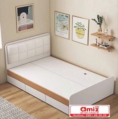 Giường ngủ bọc nệm đầu giường gỗ AMIZ-001