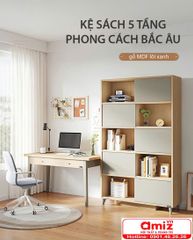 Kệ sách 5 tầng 100cm phong cách Bắc Âu AMIZ-001