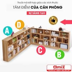 Kệ giá sách đứng gia đình bằng gỗ AMIZ-002