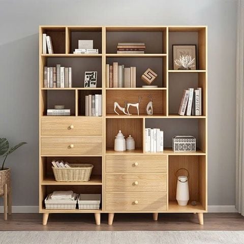 Tủ sách gỗ công nghiệp thiết kế tiện dụng AMIZ-008