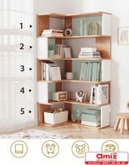 Kệ sách 7 tầng thiết kế hình chữ L AMIZ-014