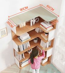 Kệ sách 7 tầng thiết kế hình chữ L AMIZ-014