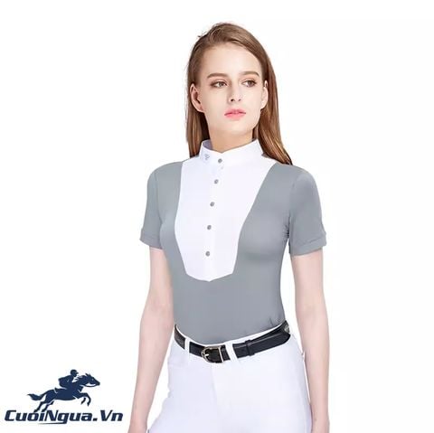Áo Thun Cưỡi Ngựa Nữ Cộc Tay - AN571 - Màu Ghi Xám