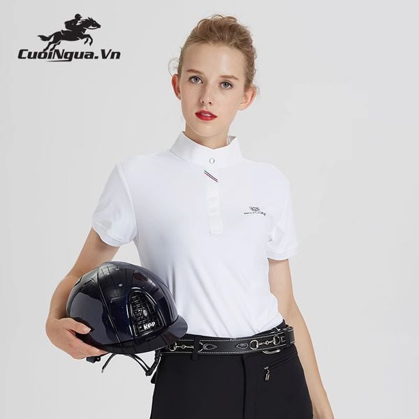 Áo thun polo cưỡi ngựa nữ phong cách quý tộc baslong