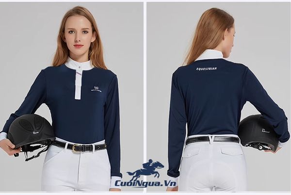 Áo thun polo cưỡi ngựa nữ phong cách quý tộc baslong