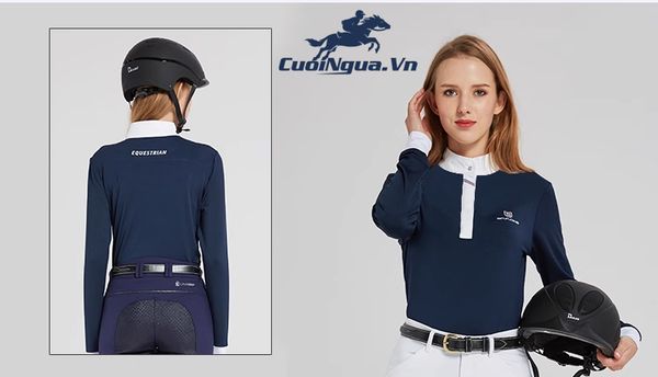 Áo thun polo cưỡi ngựa nữ phong cách quý tộc baslong