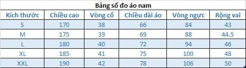 Bảng số đo áo cưỡi ngựa