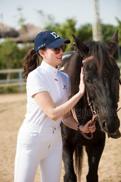 Áo thun polo cưỡi ngựa nữ phong cách quý tộc baslong