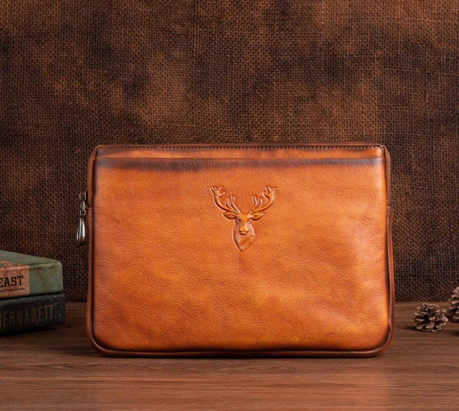  Ví Cầm Tay CLUTCH Nam Da Bò VEG Patina Ý Nhập Khẩu CLH165 