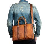  Cặp Da Bò Công Sở Da VEG Patina Ý Cao Cấp Xách Tay Đựng Laptop Bussiness Men SBM258 