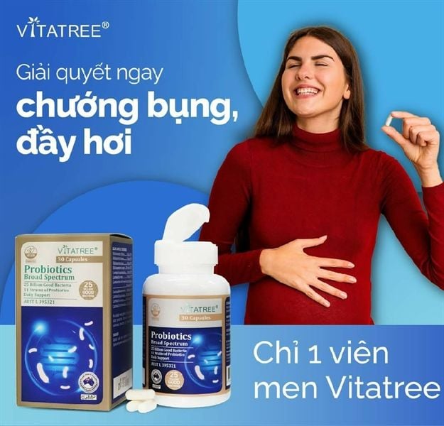 Men Vi Sinh Bổ Sung Lợi Khuẩn Vitatree Probiotic Broad Spectrum lọ 30 Viên Date 12/2025