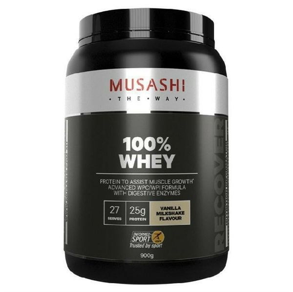 Bột Protein Tăng Cơ MUSASHI 100% WHEY Protein Powder Vị VANI - 900g Net