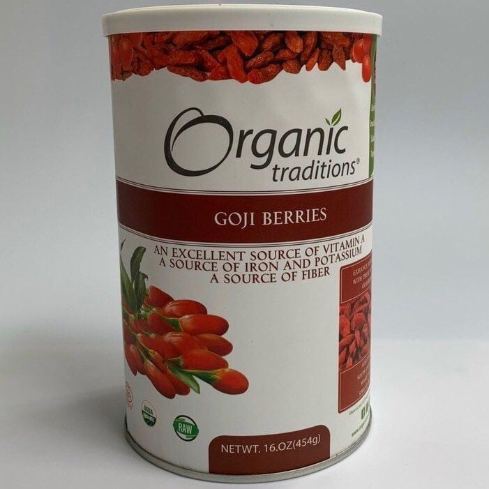 Hạt kỷ tử hữu cơ sấy khô Organic Traditions Goji Berries của Mỹ hộp 454g