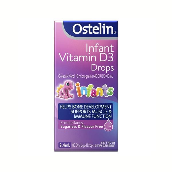Vitamin D3 dạng giọt cho trẻ sơ sinh Ostelin Infant Vitamin D3 Drops của Úc 2.4ml