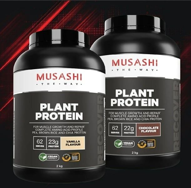 Bột Protein Thực Vật Musashi Plant Protein Vị Vani Úc Lọ 2kg