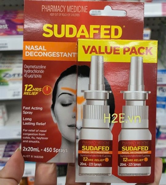 Combo 2 lọ xịt thông mũi nhanh SUDAFED - chai 20ml