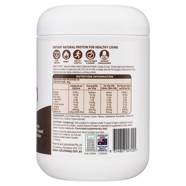 Bột Dinh Dưỡng Bổ Sung Protein Nature's Way Protein Plant-Based Vị Socola 375g