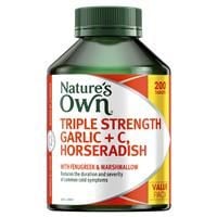 Nature's Own Triple Strength Garlic + C, Horseradish - Chứa Vitamin C - 200 viên