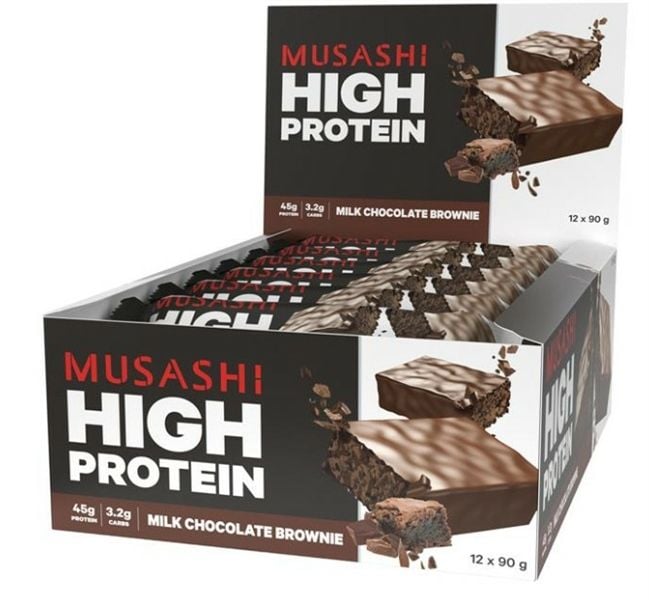 Bánh protein năng lượng cao Musashi High Protein Bar Cookies And Cream 90g
